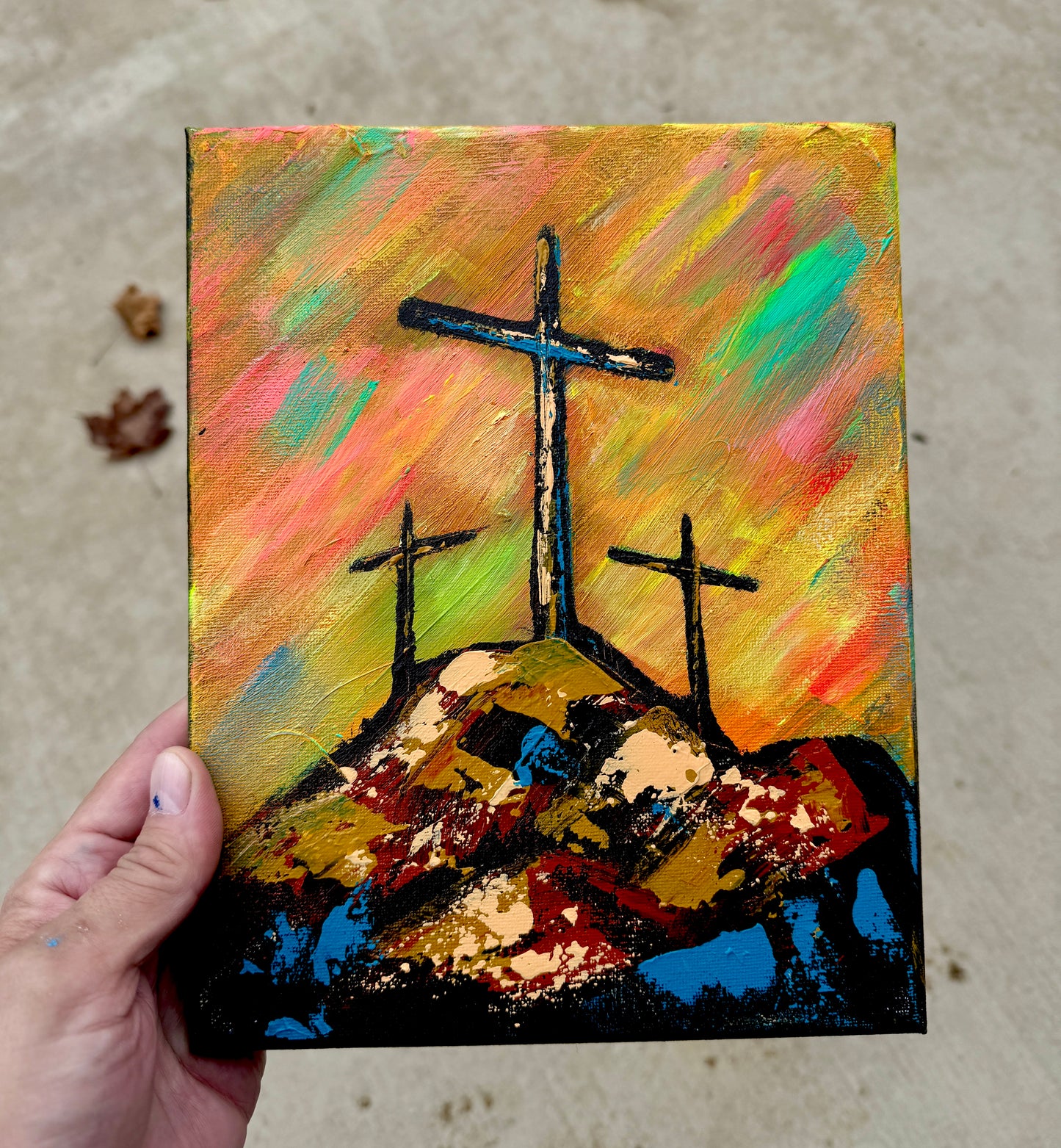 8x10 Black Light Cross Painting (black light included)