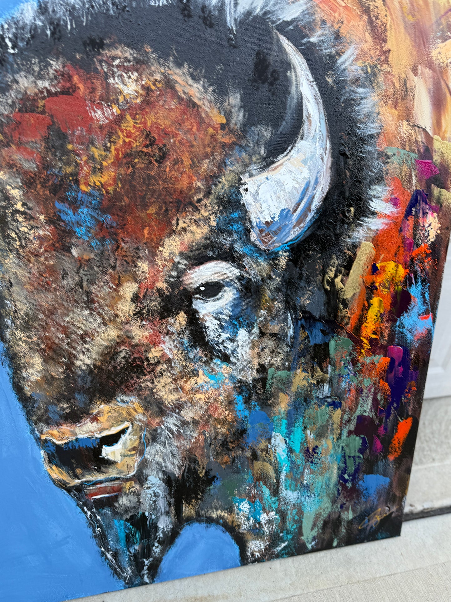 AVAILABLE | 36x48 Facing the Storms Head On - Abstract Buffalo Painting (Practice)