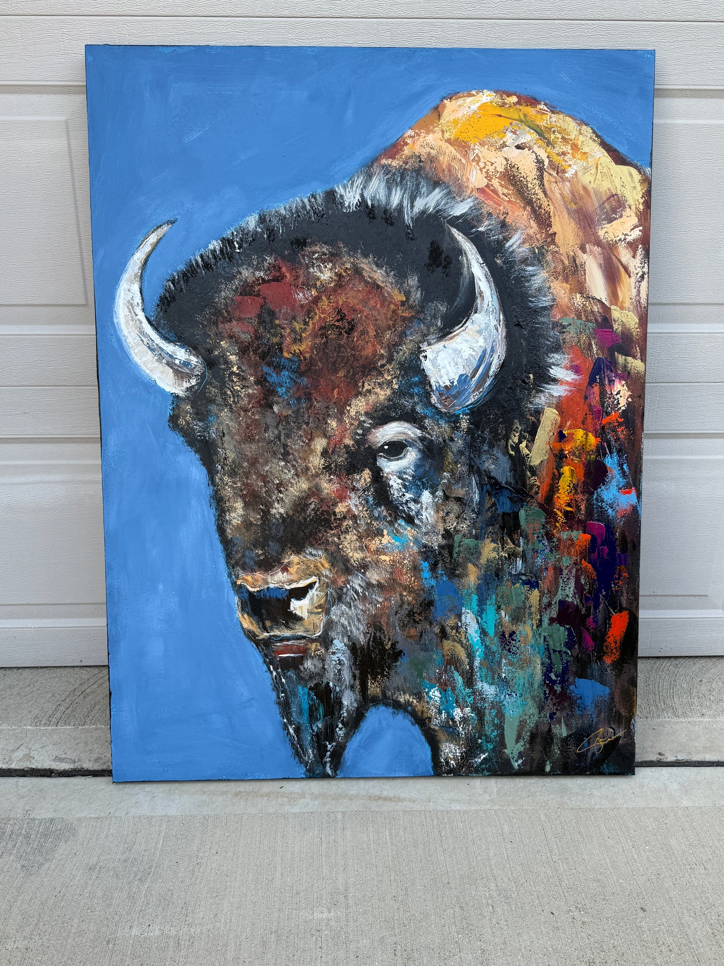 AVAILABLE | 36x48 Facing the Storms Head On - Abstract Buffalo Painting (Practice)