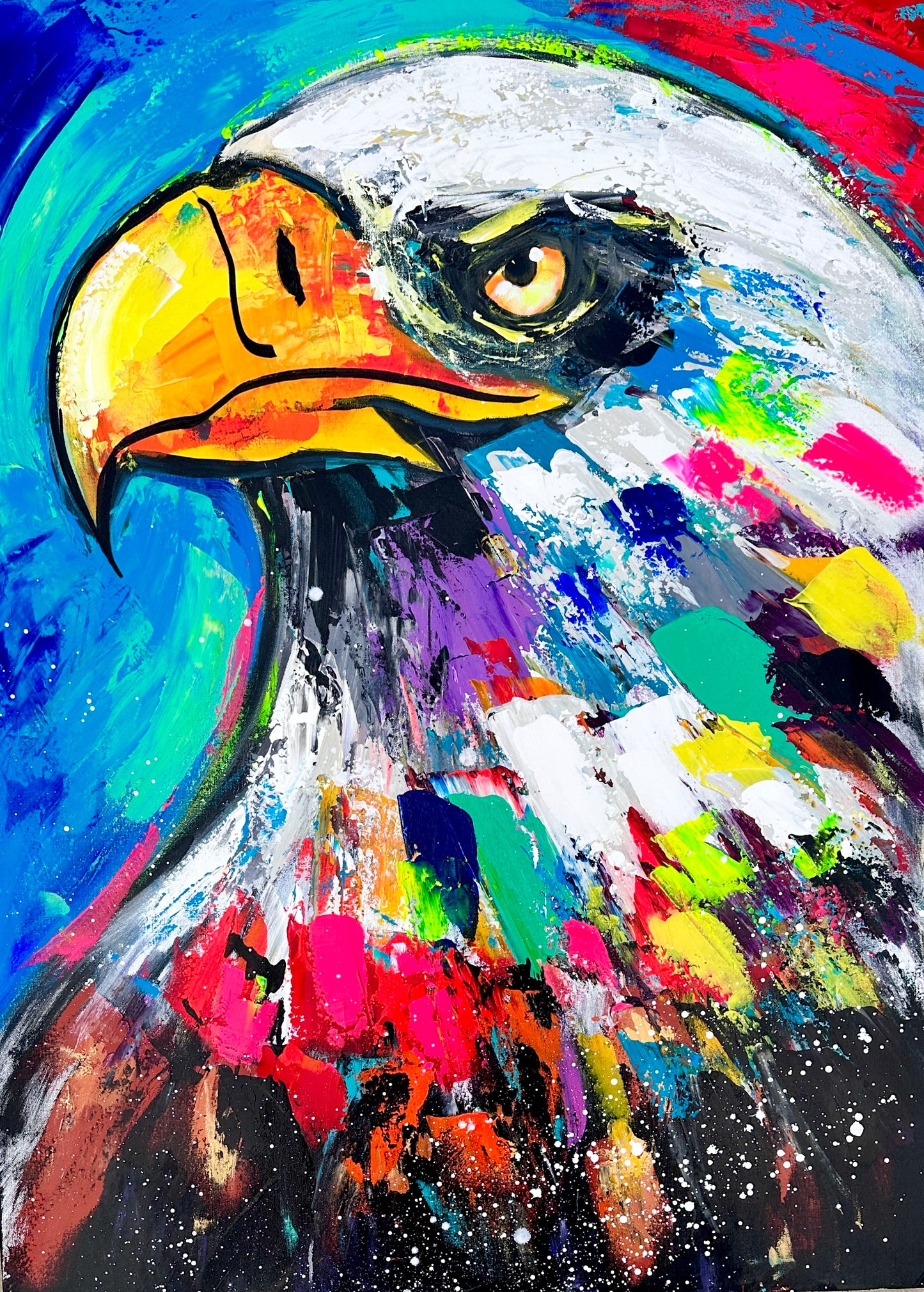 AVAILABLE | 36x48 Stay Inspired Abstract Eagle Painting (Practice)