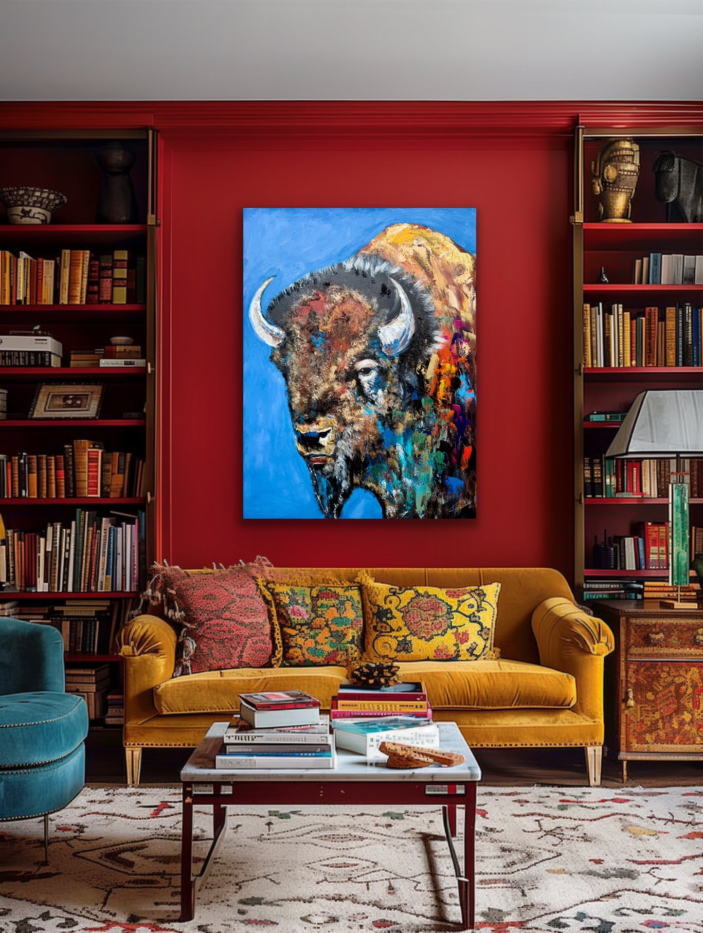 AVAILABLE | 36x48 Facing the Storms Head On - Abstract Buffalo Painting (Practice)