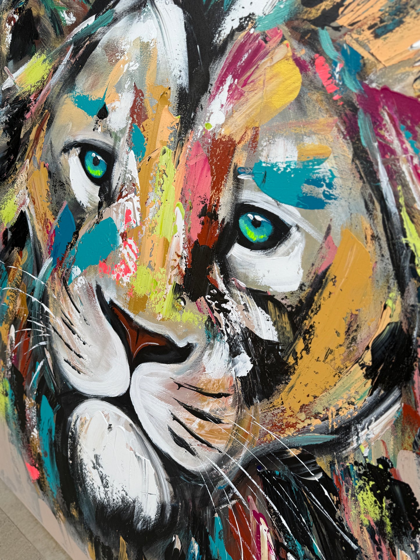 36x48 (Practice) Abstract “Live with Courage” Lion Painting