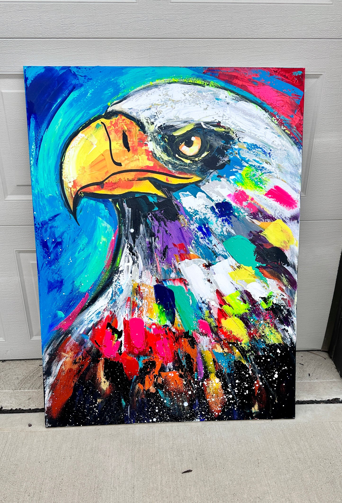 AVAILABLE | 36x48 Stay Inspired Abstract Eagle Painting (Practice)