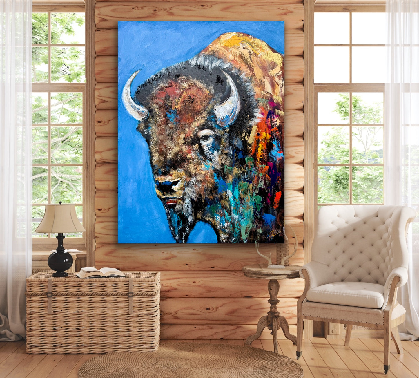 AVAILABLE | 36x48 Facing the Storms Head On - Abstract Buffalo Painting (Practice)