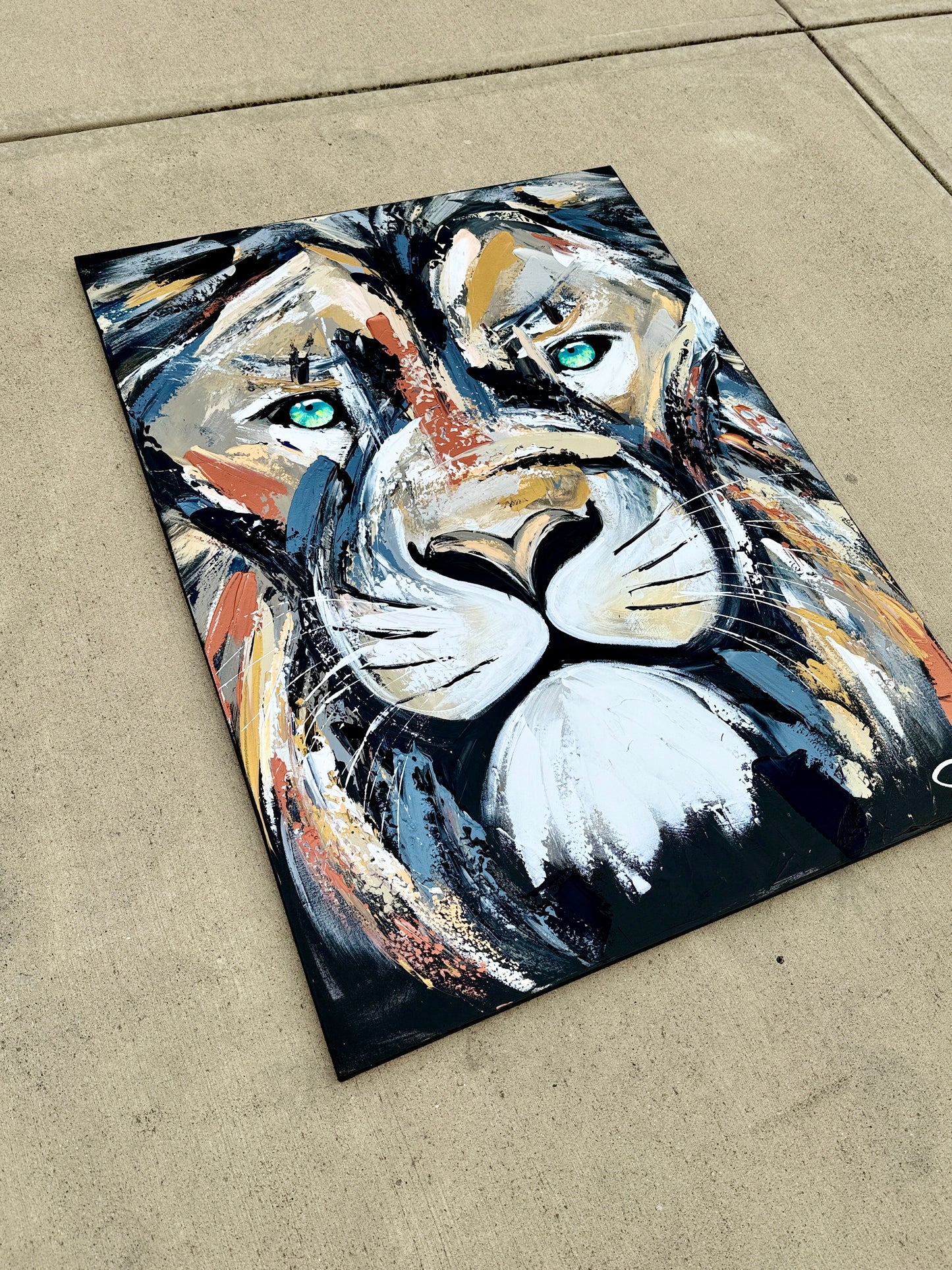 36x48 Live With Courage Original Lion Painting by Sam Glenn