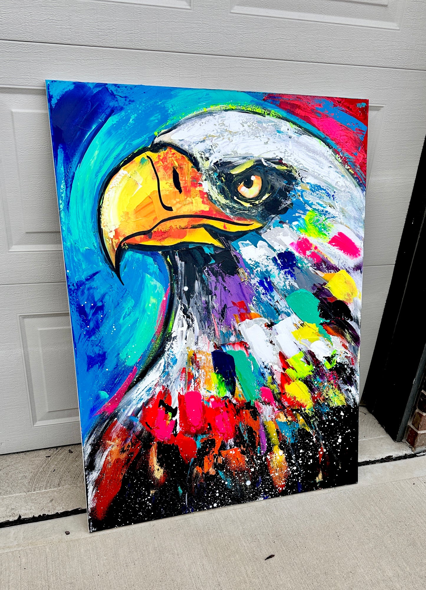 AVAILABLE | 36x48 Stay Inspired Abstract Eagle Painting (Practice)
