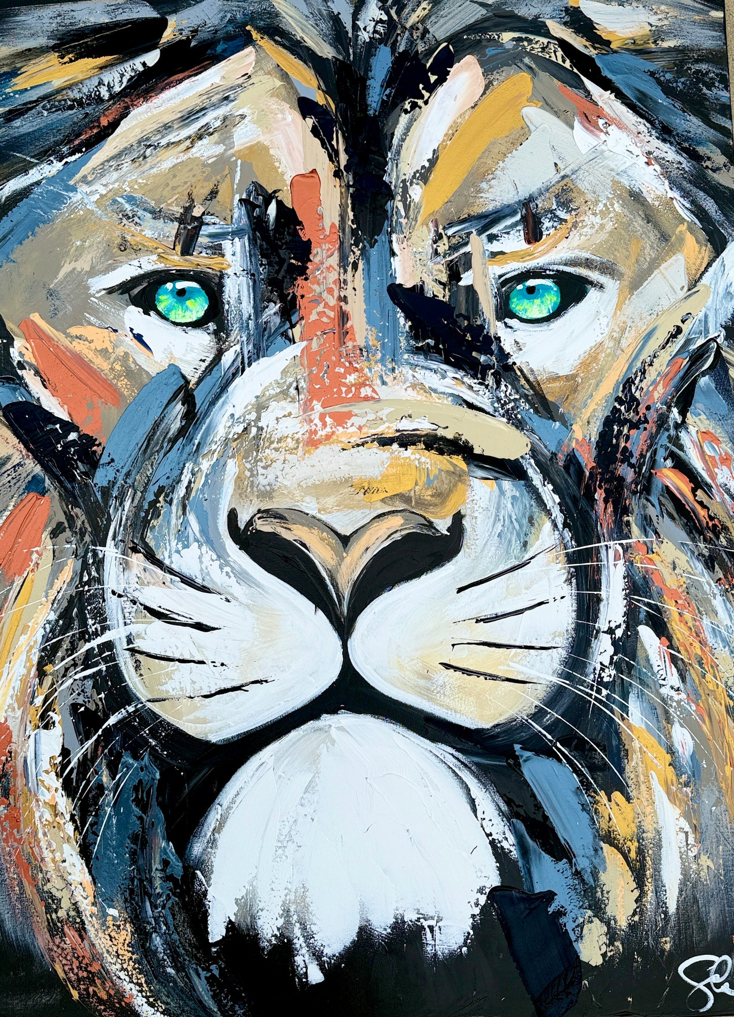 36x48 Live With Courage Original Lion Painting by Sam Glenn