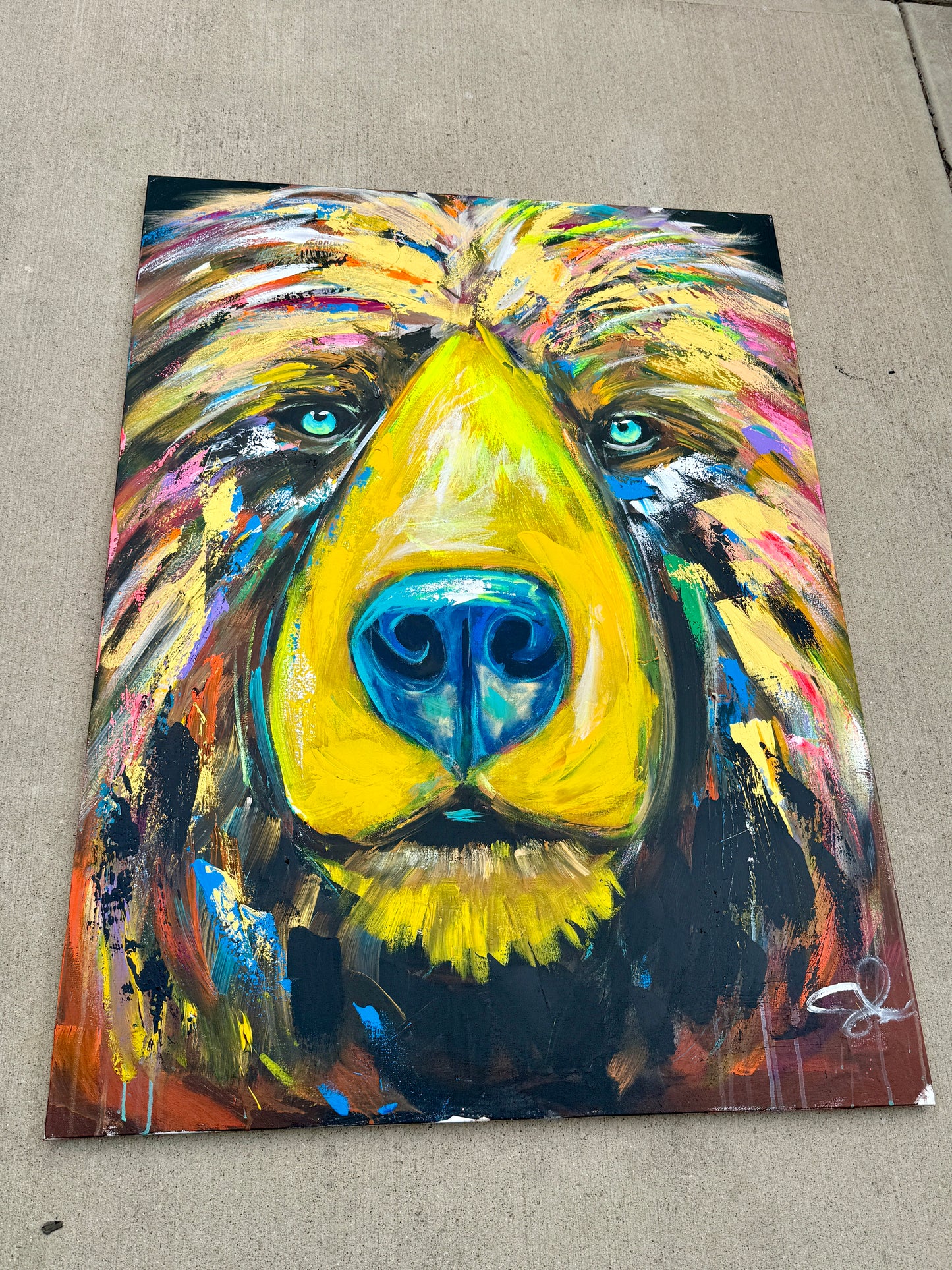 36x48 (Practice) Abstract Bear Painting