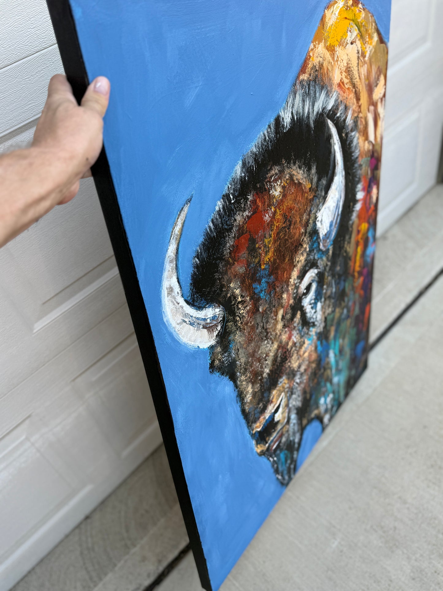 AVAILABLE | 36x48 Facing the Storms Head On - Abstract Buffalo Painting (Practice)