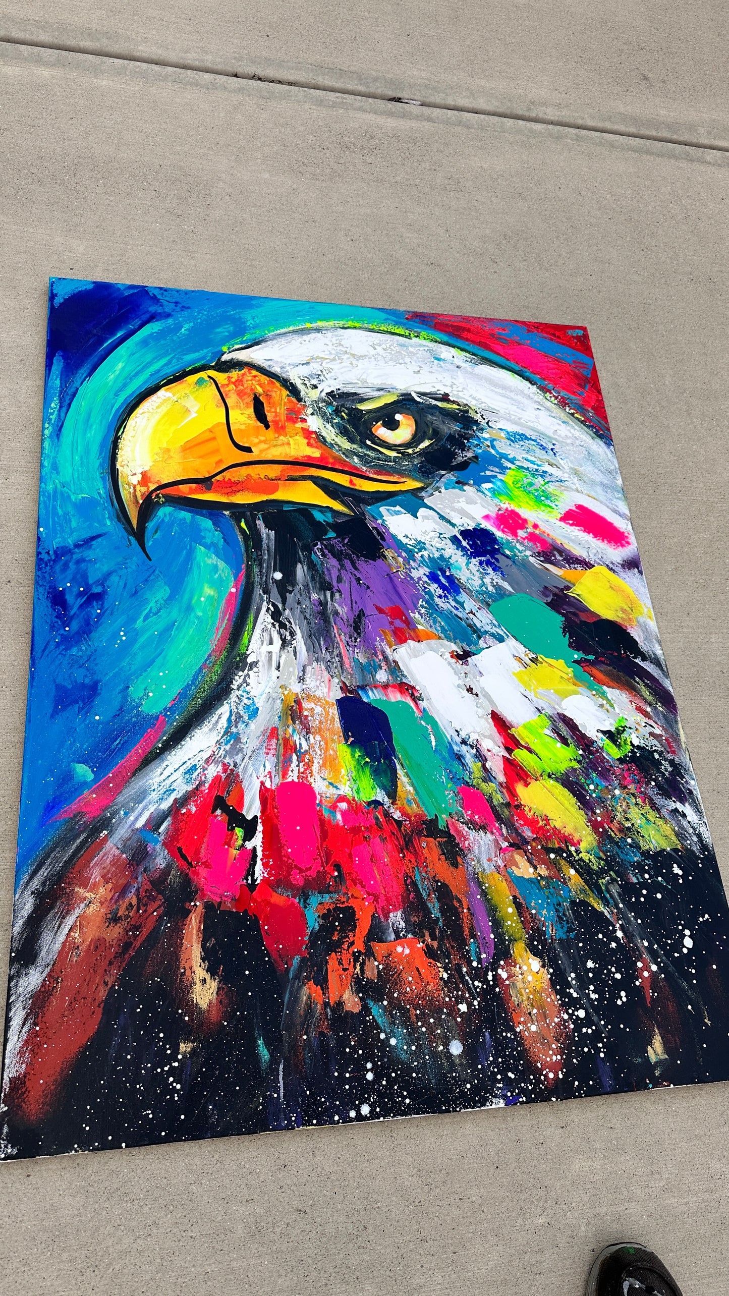 AVAILABLE | 36x48 Stay Inspired Abstract Eagle Painting (Practice)