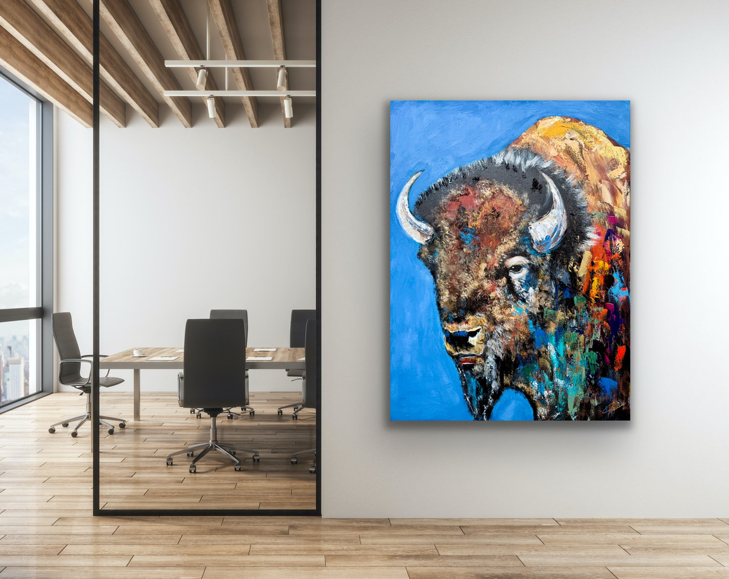 AVAILABLE | 36x48 Facing the Storms Head On - Abstract Buffalo Painting (Practice)