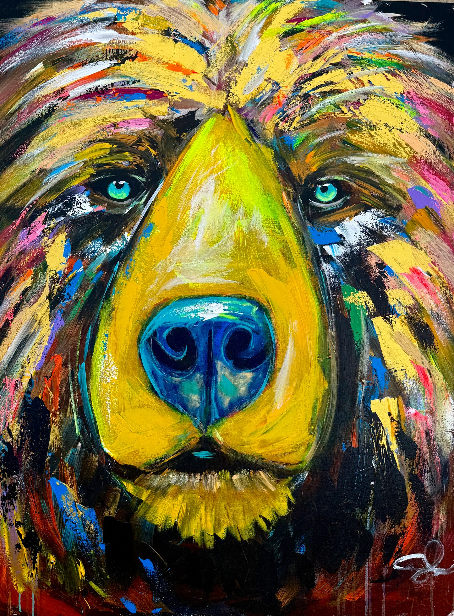 36x48 (Practice) Abstract Bear Painting