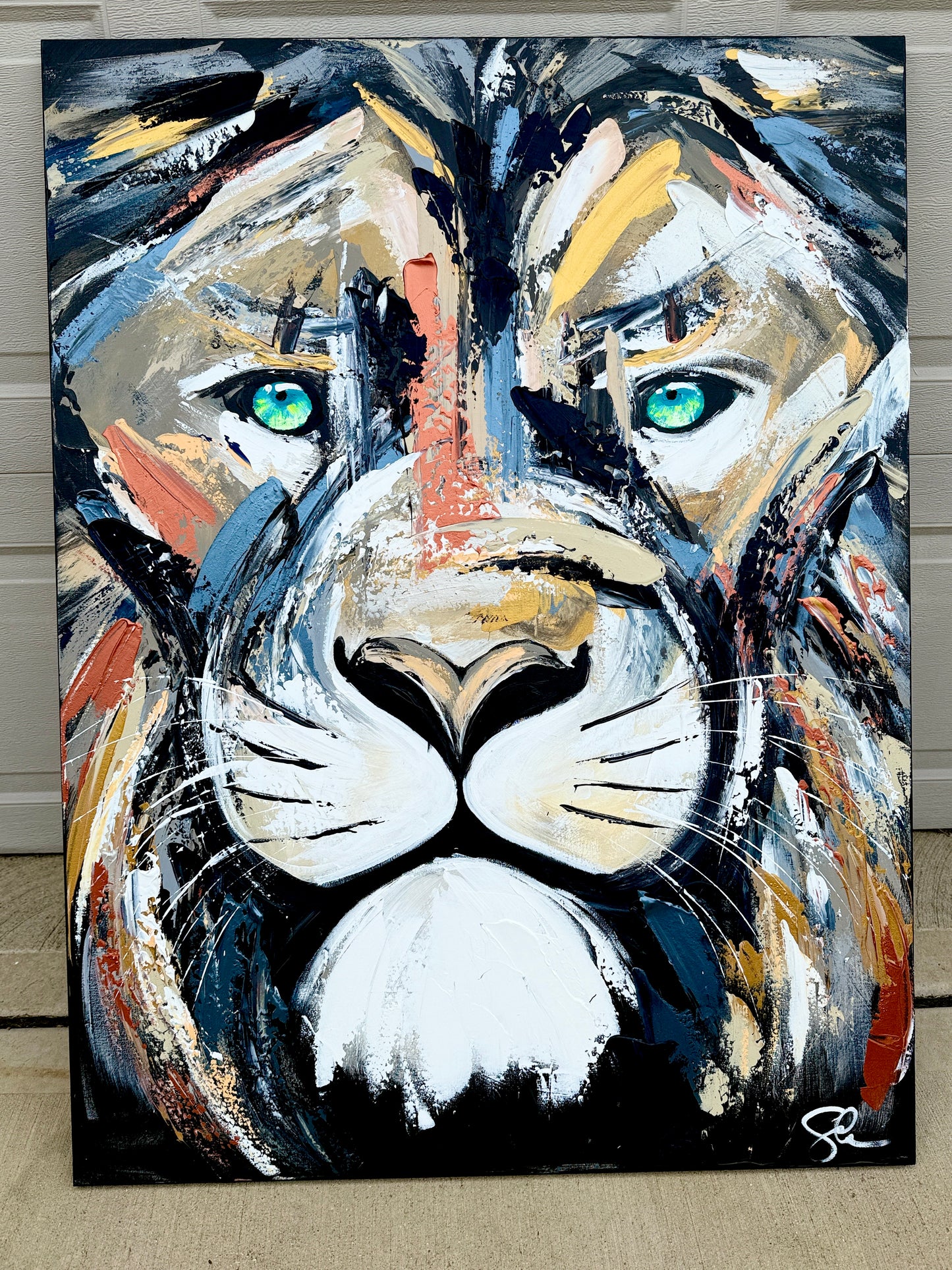 36x48 Live With Courage Original Lion Painting by Sam Glenn