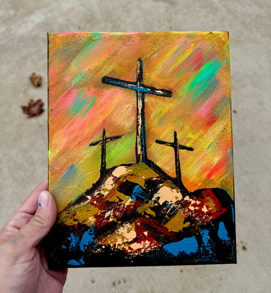 8x10 Black Light Cross Painting (black light included)