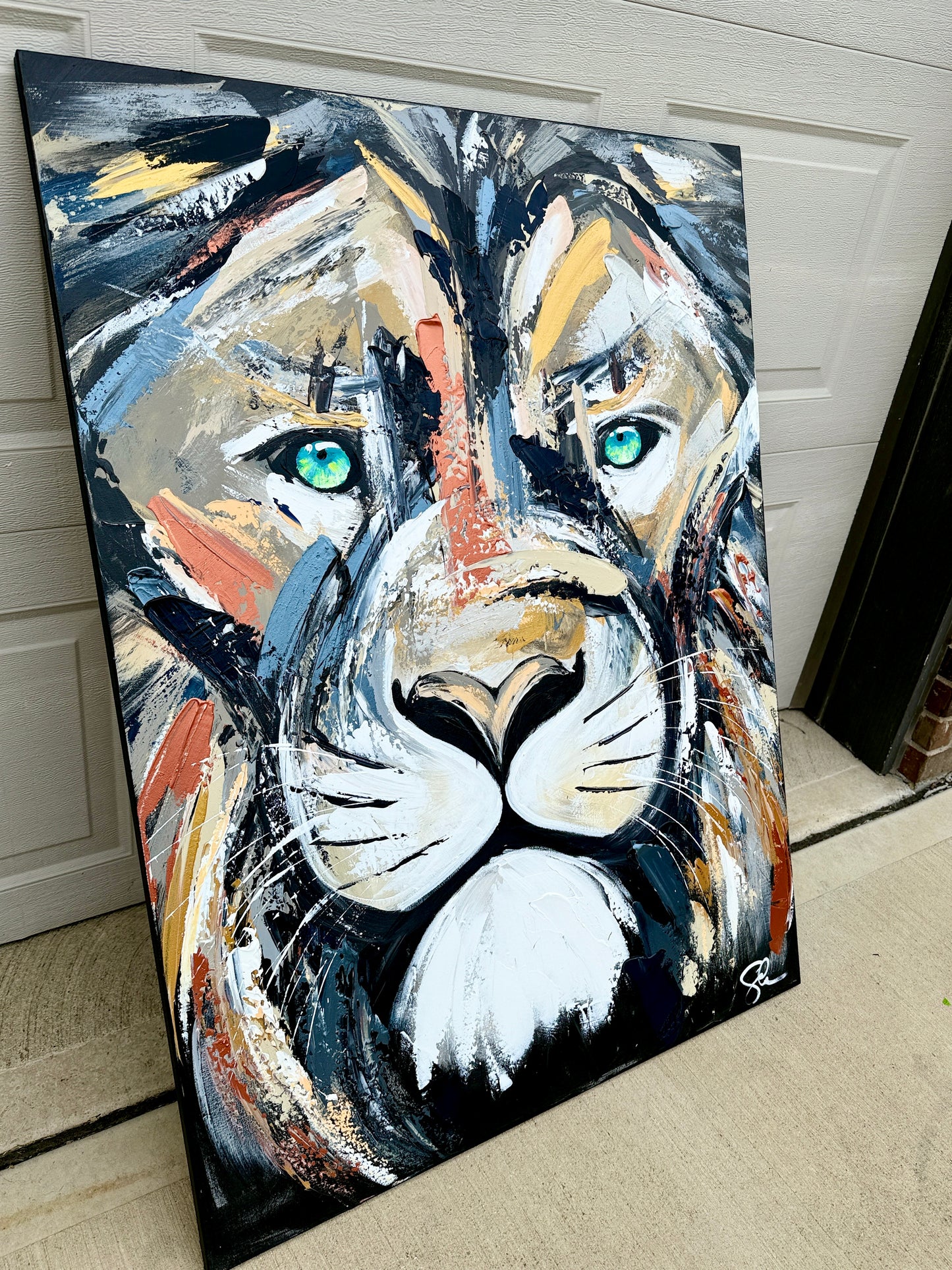 36x48 Live With Courage Original Lion Painting by Sam Glenn