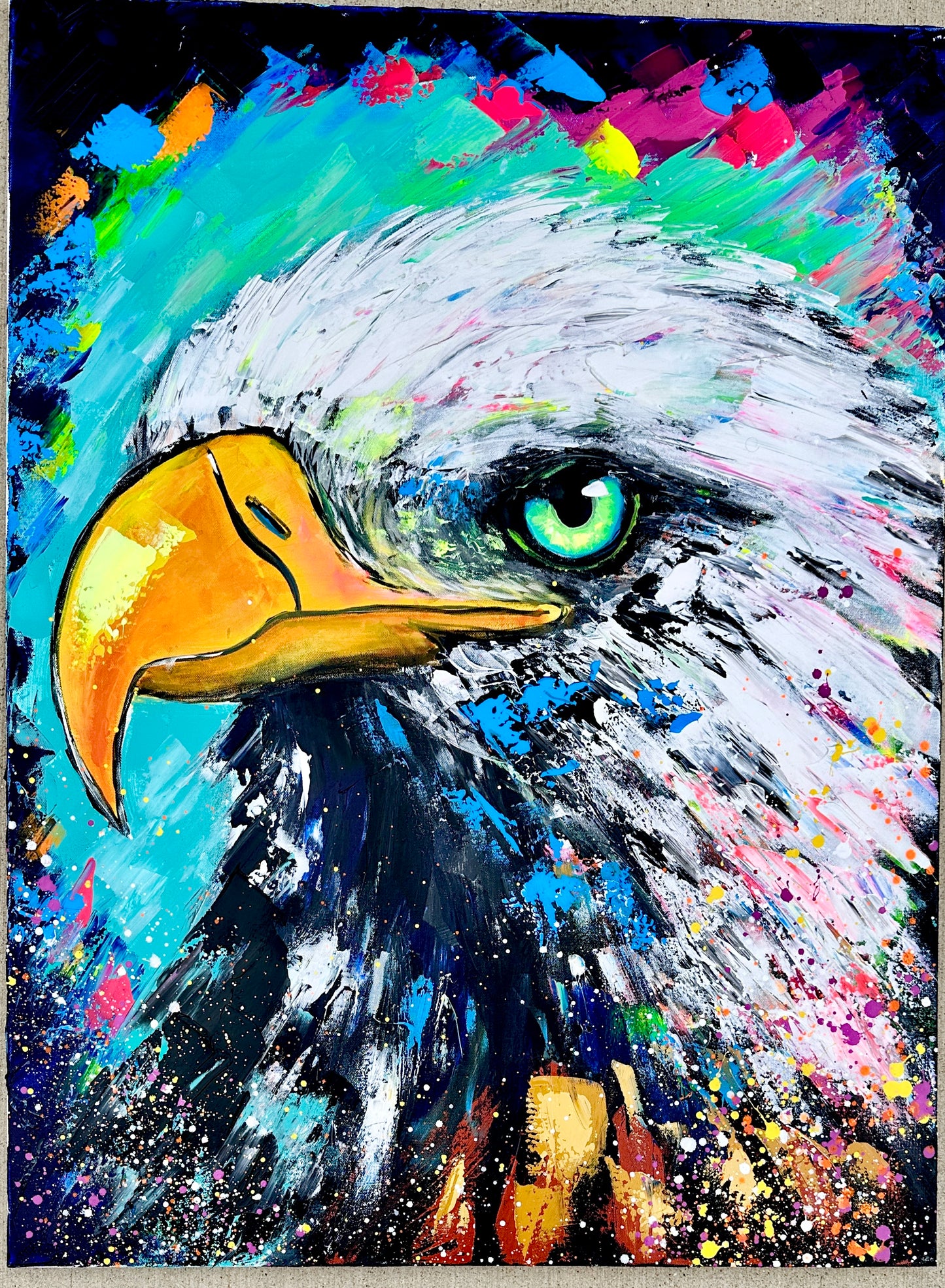 30x40 RISE UP (original) eagle painting by Sam Glenn