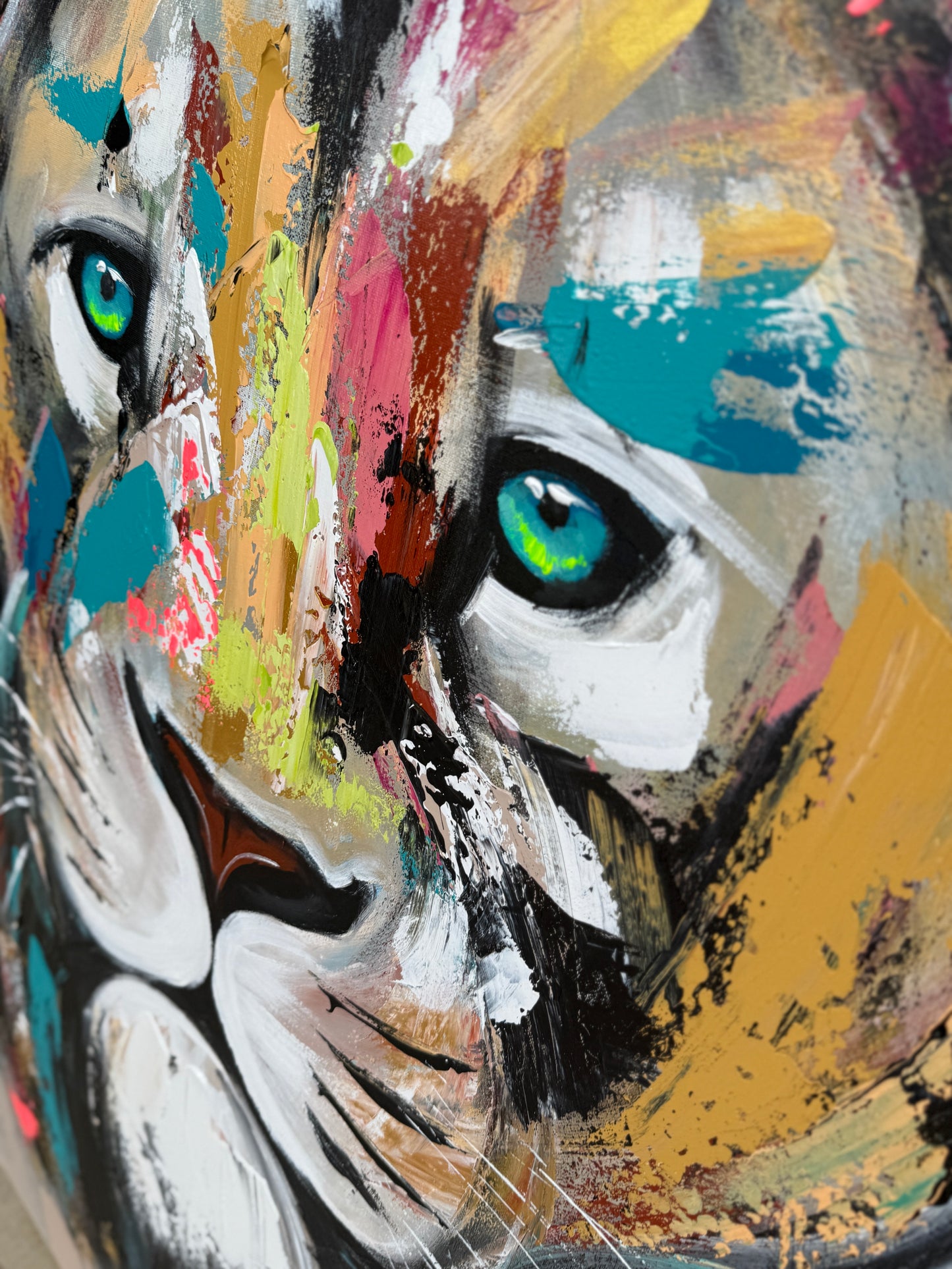 36x48 (Practice) Abstract “Live with Courage” Lion Painting