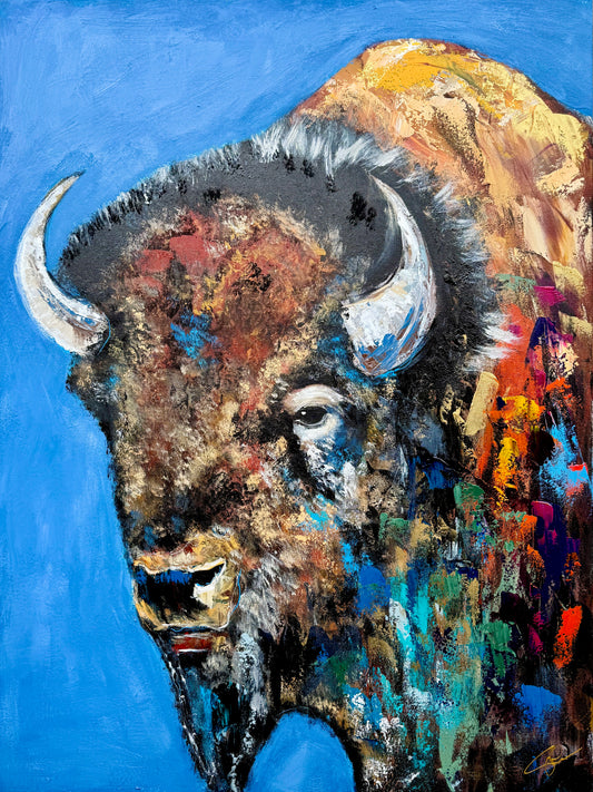 AVAILABLE | 36x48 Facing the Storms Head On - Abstract Buffalo Painting (Practice)