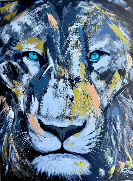 36x48 (Practice) Abstract “Be Strong and Courageous” Lion Painting