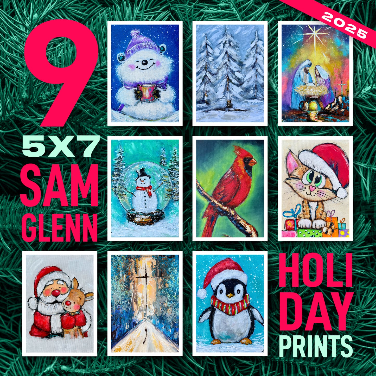 (ONLY 29 SETS LEFT!) 9 (5x7)Holiday Prints by Sam Glenn (SHIPS NOV 24th!!!) * FREE FRAME included :)
